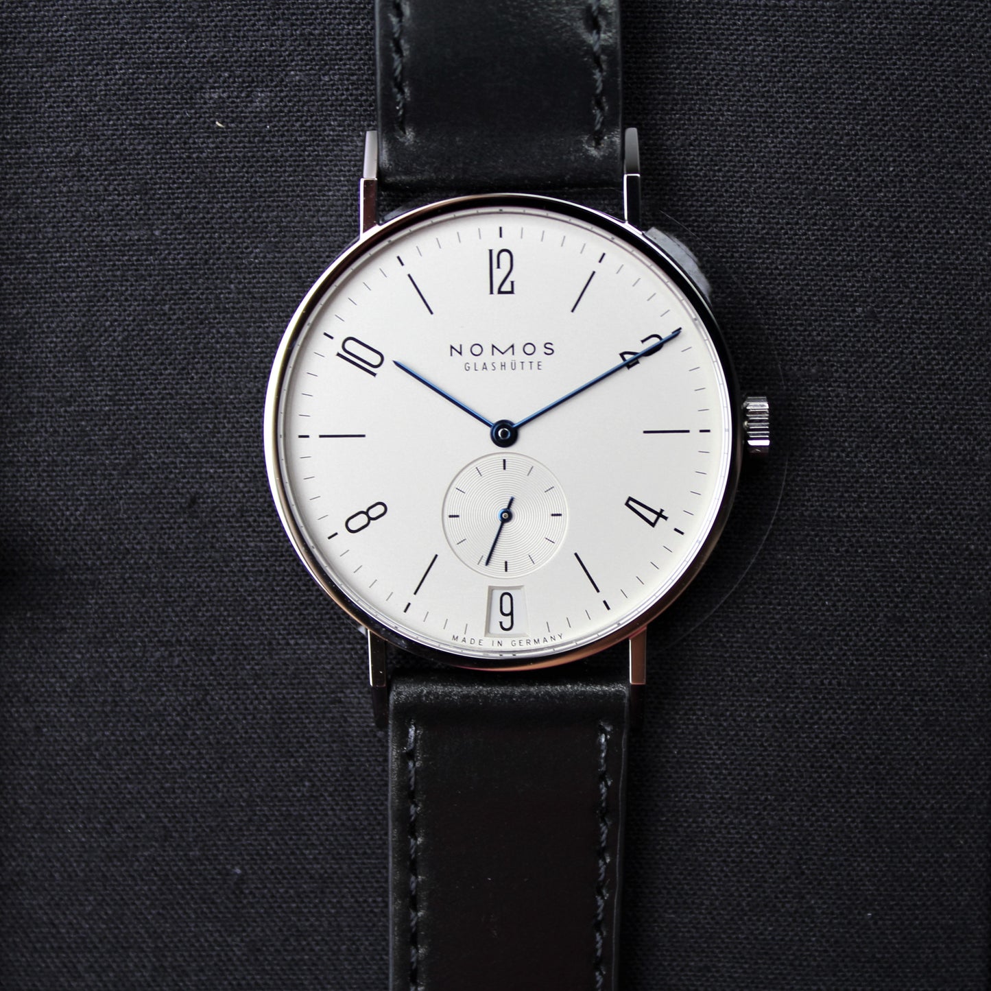 Nomos 130 Tangente 38 date with sapphire crystal back
