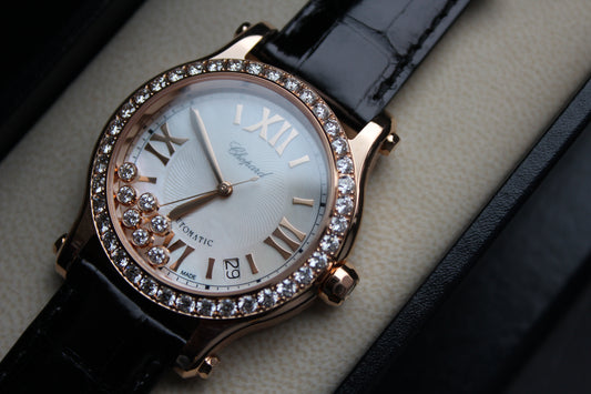 Chopard Happy Sport Rose Gold-Diamond Watch 274808-5006 36 mm, Automatique, Or rose éthique, Diamants