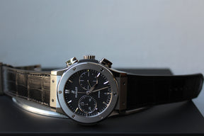 HUBLOT CLASSIC FUSION CHRONOGRAPH TITANIUM 45mm 521.NX.1171.LR titanium automatic men's watch black alligator