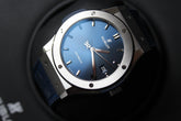 HUBLOT Classic Fusion Titanium Blue Titanium 42mm 542.NX.7170.LR titanium automatic men's watch blue strap rubber crocodile leather