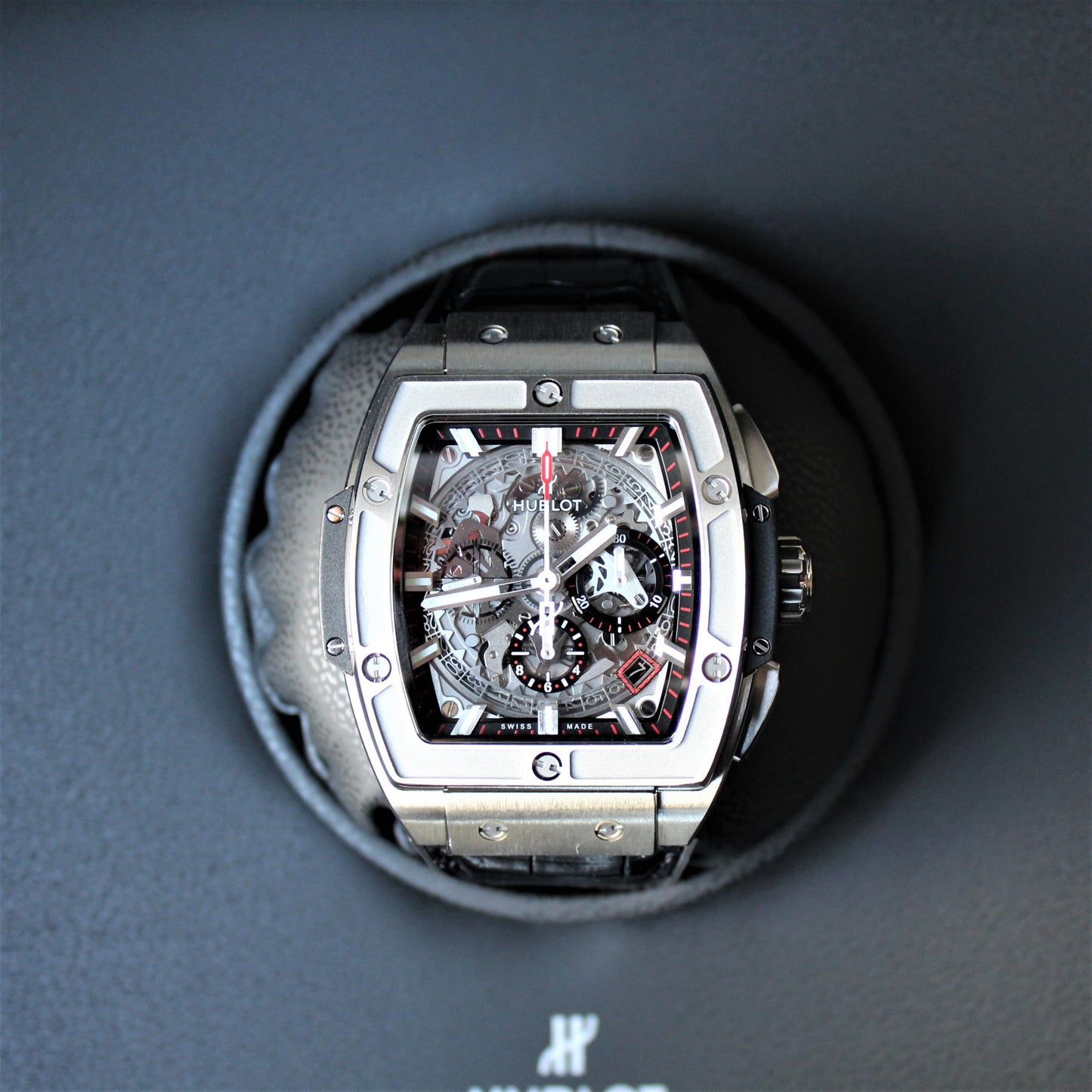 Hublot Spirit of Big Bang Chronograph Titanium 42mm 641.NX.0173.LR Titan Automatik Herren Uhr schwarz Kautschuk