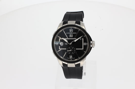 Ulysse Nardin Executive Dual Time 243-20-3/42  schwarz 42mm Stahl, mit schwarzem Kautschuk-Armband
