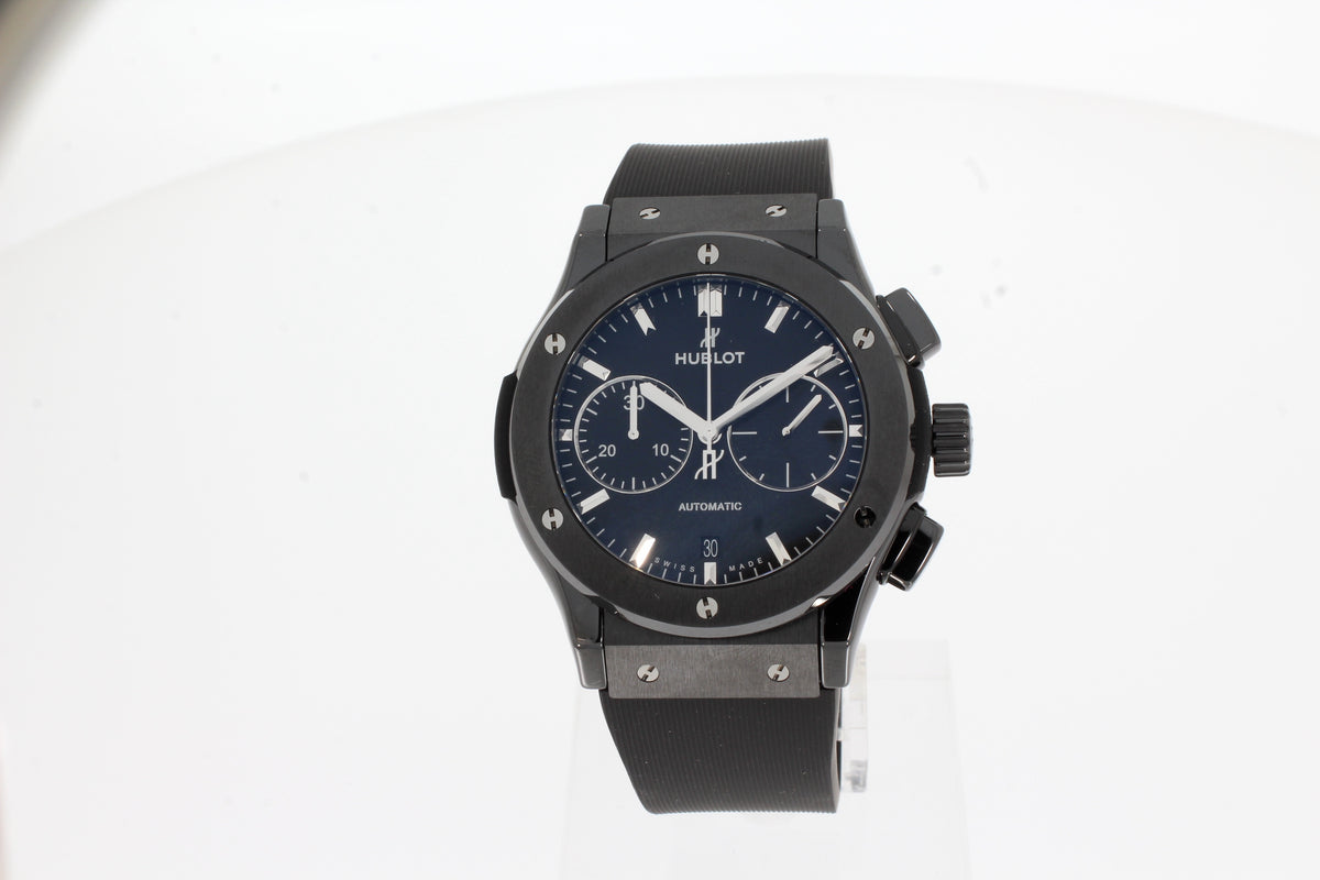 Hublot CLASSIC FUSION CHRONOGRAPH BLACK MAGIC 45mm 521.CM.1171.RX black ceramic men's watch rubber