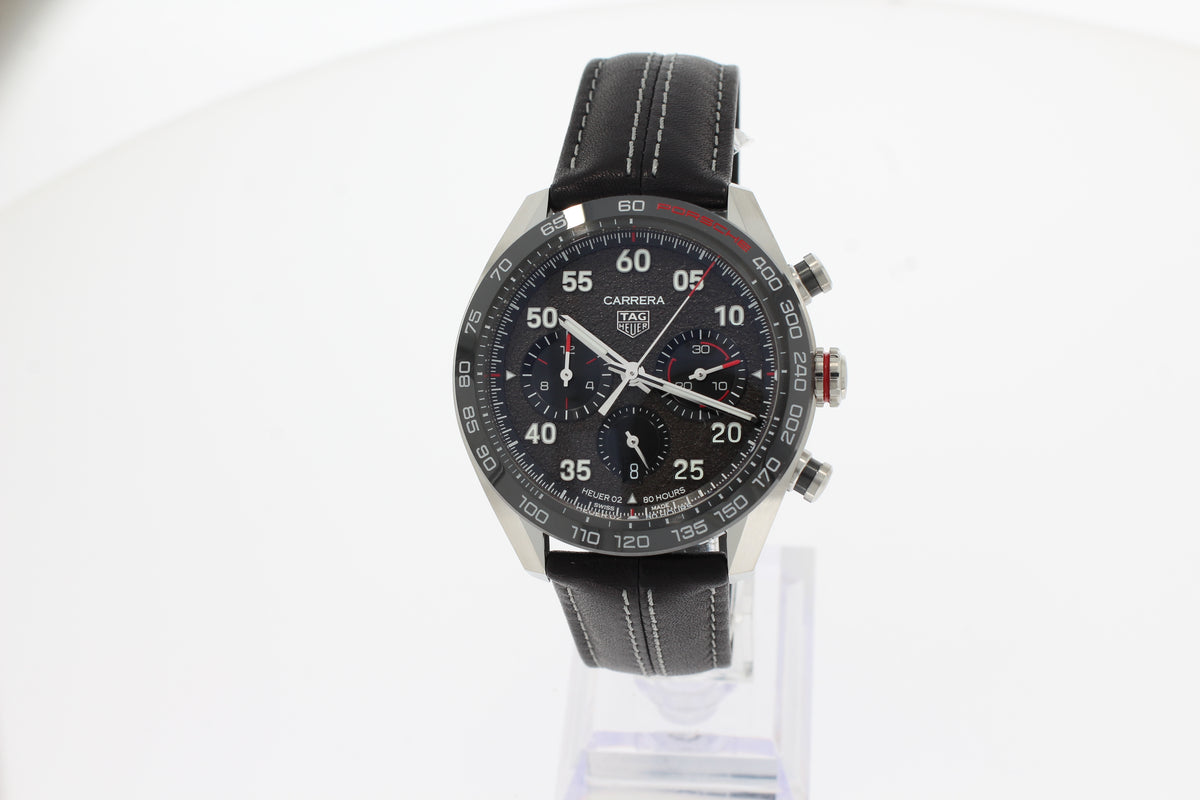 Tag Heuer CARRERA PORSCHE CHRONOGRAPH SPECIAL EDITION CBN2A1F.FC6492 gray 44mm steel, with black leather strap