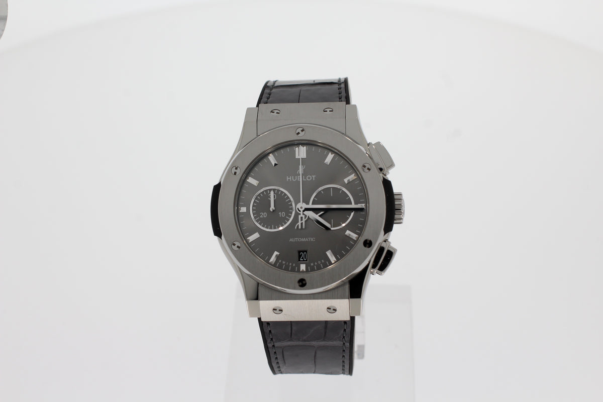 Hublot Classic Fusion Racing Grey Chronograph Titanium 42mm 541.NX.7070.LR Titanium Automatic Men's Watch Black Rubber Strap