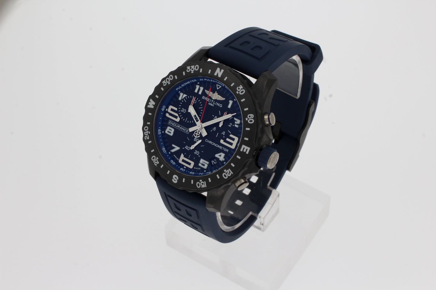 Breitling ENDURANCE PRO dunkelblau, Breitlight - Schwarz X82310D51B1S1 Herren Uhr 44mm mit Kautschukarmband