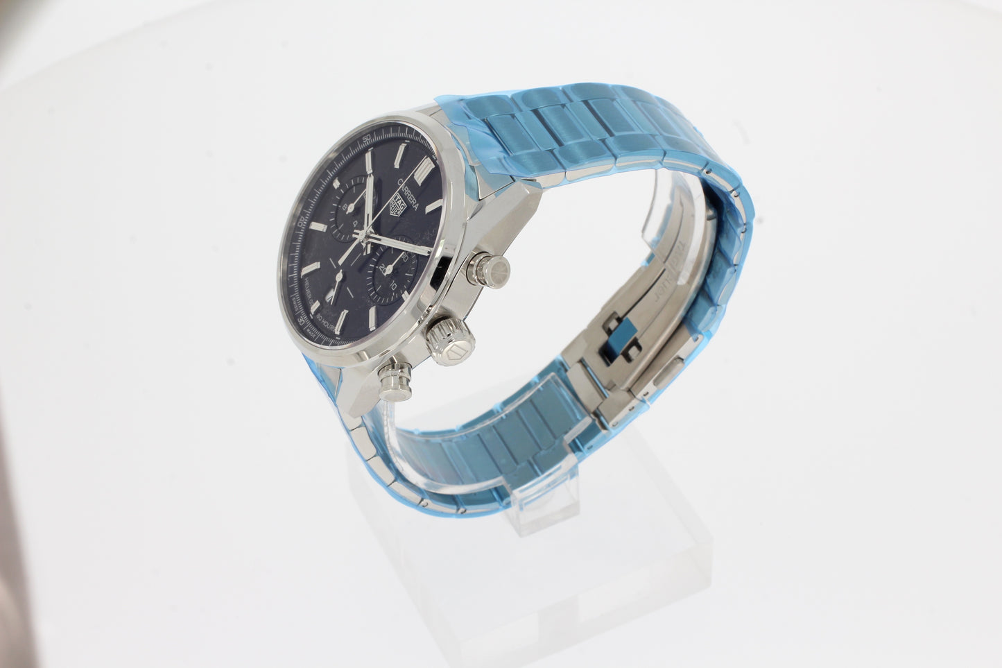 TAG Heuer Carrera Calibre HEUER 02 chronographe automatique CBN2011.BA0642 acier bleu 42mm, avec bracelet acier